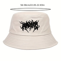 Gothic Embroidery Cotton Bucket Hat Unisex Lightweight Sunshade