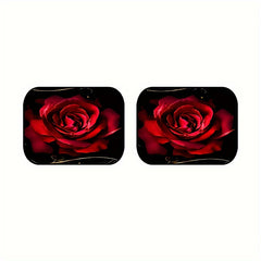 Red Rose Pattern Car Floor Mats - Set of 4