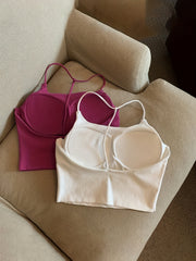 2pcs Girl's Solid Cami Top Padded Undershirts for Teens 13-20 Years Old