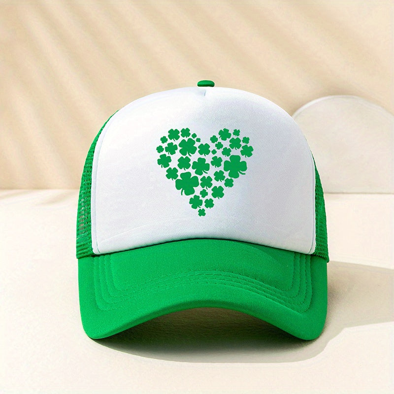 Peach Heart Lip Lucky Clover Baseball Cap Trucker Hat
