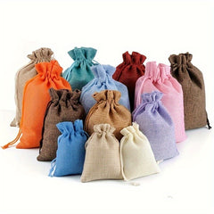 10pcs Drawstring Gift Bags in Mixed Colors for Christmas Party Favor Supplies