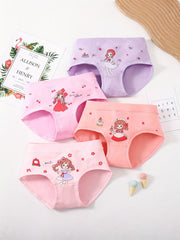 4 Pack Girls Cotton Panties Briefs Sweet Girl Pattern