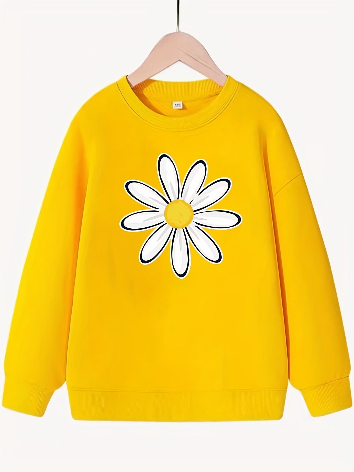 Smart Daisy Flower Pattern Sweatshirt For Girls Round Neck Top