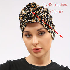 Leopard Print Flower Turban Head Scarf Women Casual Ramadan Head Wrap