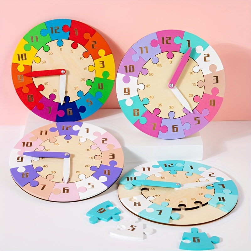 Wooden Clock Puzzle Toy for Time Learning and Cognitive Development