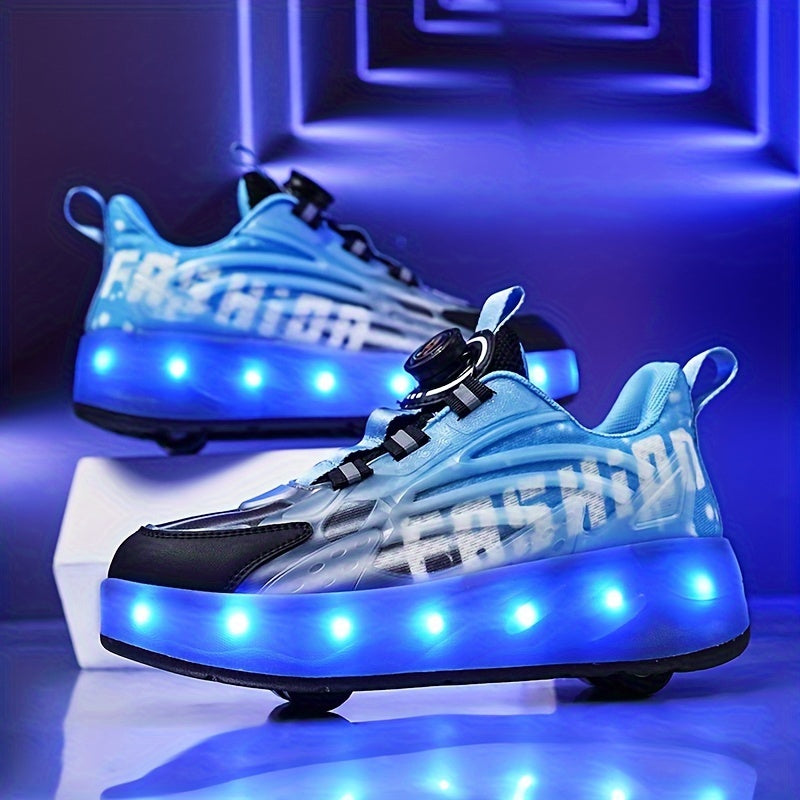 Girl's LED Roller Shoes Reflective Wheel Skate Sneakers