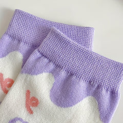 3 Pairs Cartoon Graffiti Mid Tube Socks Women's Stockings
