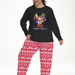  Christmas Casual Pajama Set - Colorblock Graphic Tee