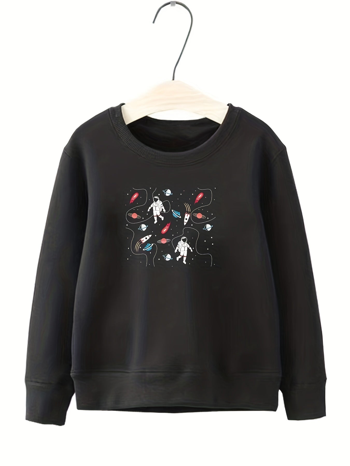 Girls Futuristic Astronauts Sweatshirt Crew Neck Top