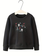 Girls Futuristic Astronauts Sweatshirt Crew Neck Top