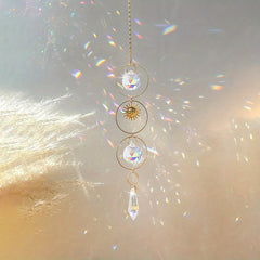 Crystal Sun Catcher Wind Chime Metal Pendant Home Decoration Car Hanging
