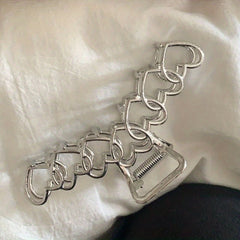 Heart Hair Claw Clip Silvery Non Slip Strong Hold Grip Hair Jaw Clip