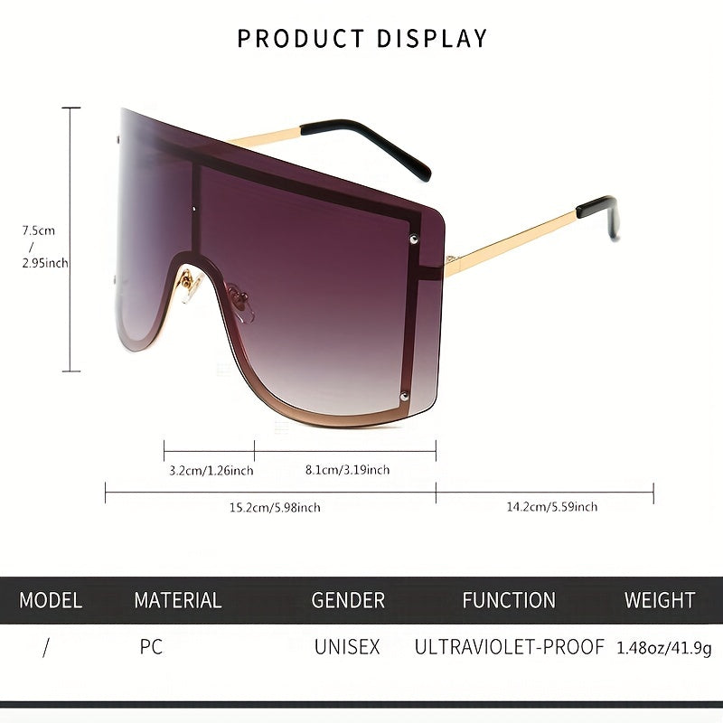 Oversized Gradient UV400 Sunglasses Anti Glare Shield