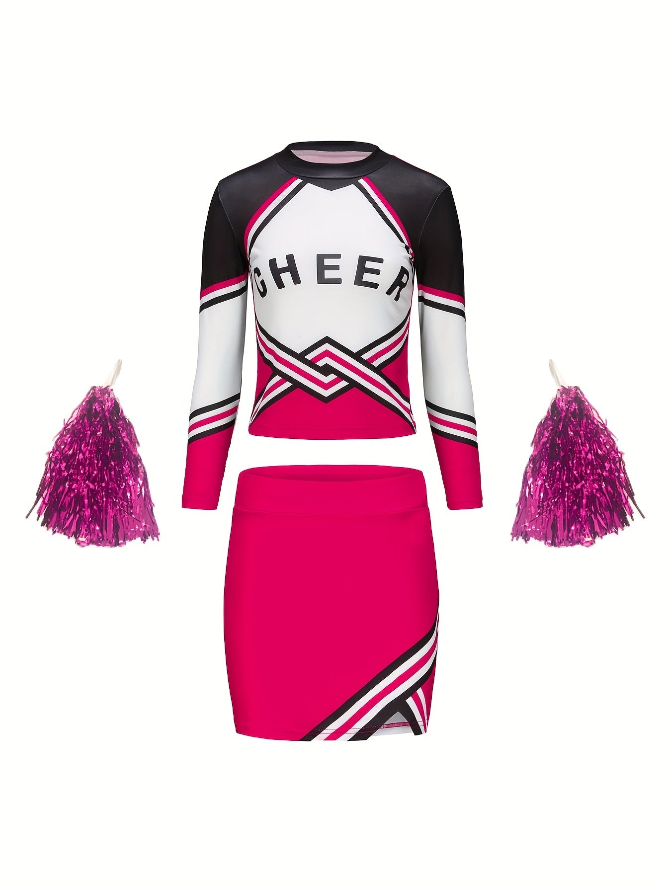Kids Cheerleading Suit Long Sleeve Party Short Skirt