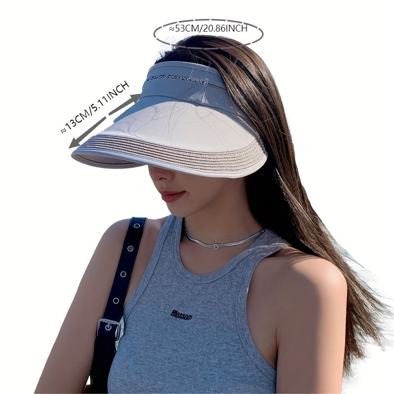 Wide Brim Ponytail Visor Hat UPF 50 UV Protection Sun Hat For Women