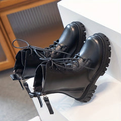 Girls Kids Lace Up Boots Non Slip Zipper Comfortable Indoor Outdoor