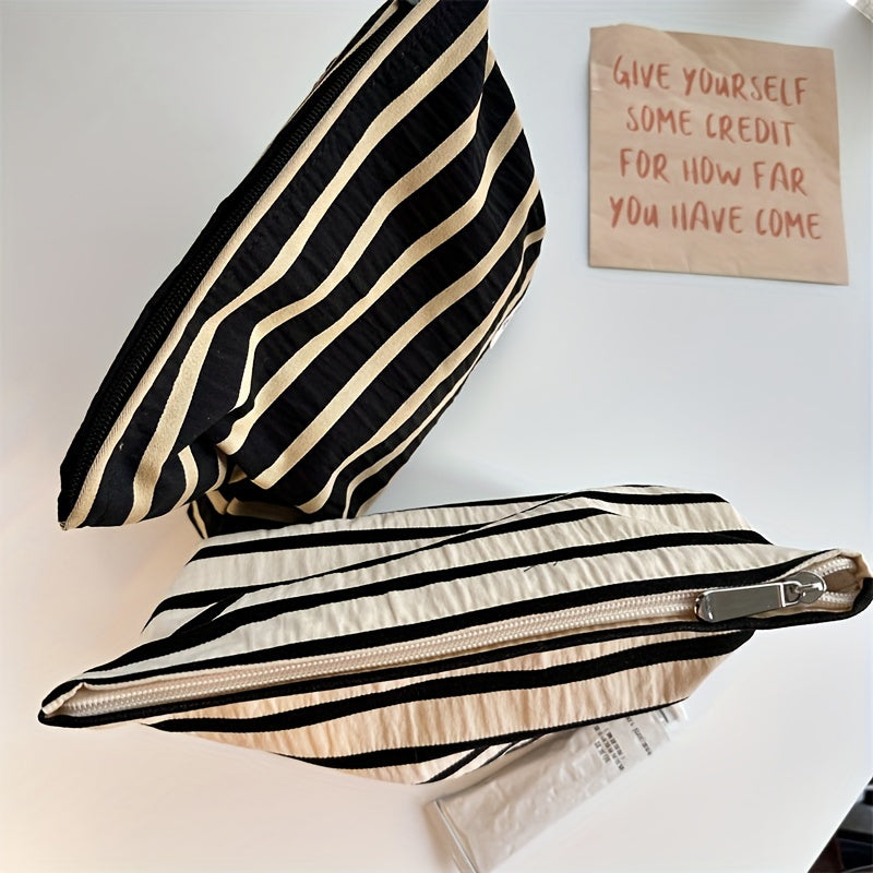 Striped Cosmetic Bag Portable Travel Bag Skin Care Products Storage Bag