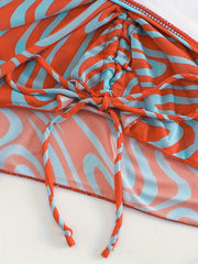  Sexy Bikini Set Women's Plus Print Ruched Cover Up Swimsuit