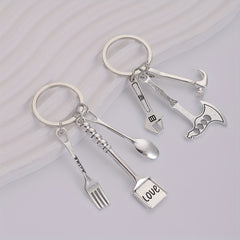 2pcs Alloy Tool Pendant Keychain For Men - Summer Casual Business Pendant
