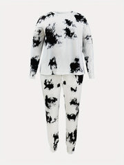  Tie Dye Long Sleeve Top & Tapered Leg Pants Set