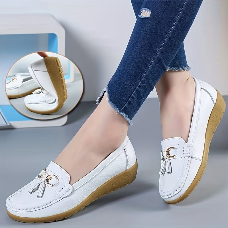 Women's Low Wedge Loafers Metal Decor Non Slip Shoes