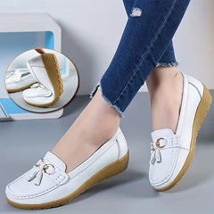 Women's Low Wedge Loafers Metal Decor Non Slip Shoes