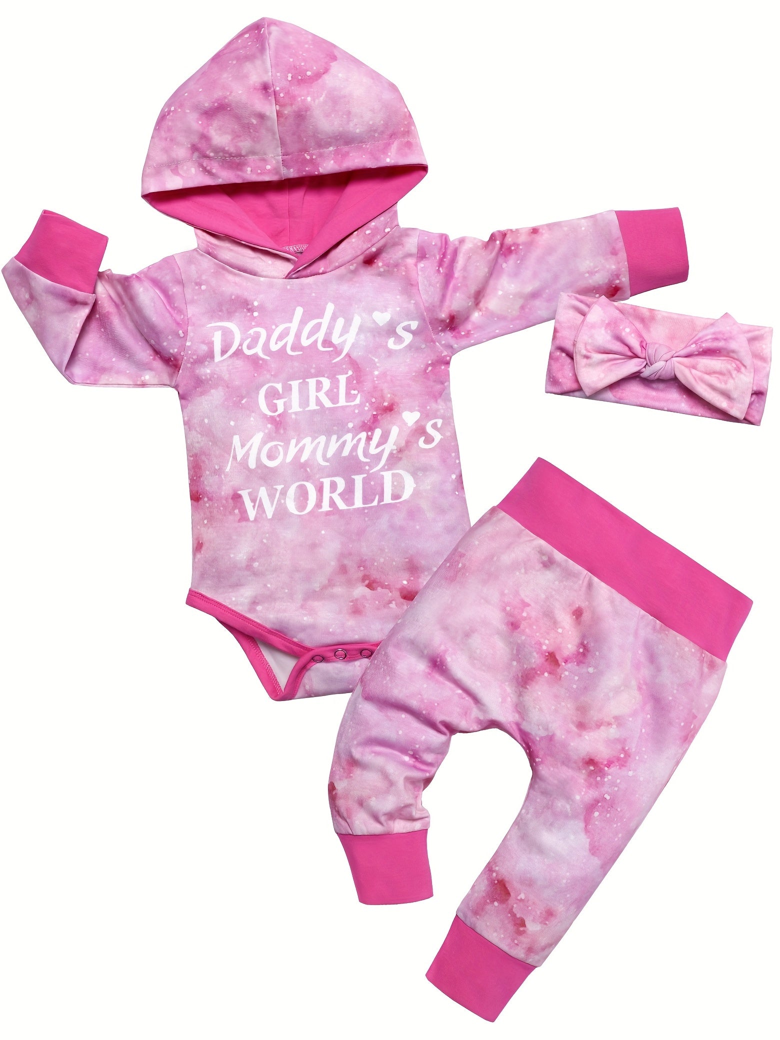 Baby Girls Tie Dye Hooded Bodysuit Sweatpants Set