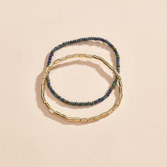 Ocean Beach Beaded Anklet Set with Mini Rice Beads
