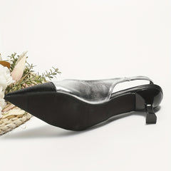 Women's Colorblock Kitten Heels Slingback Sandals