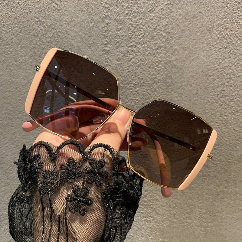 Oversized Square Sunglasses Gradient Metal Sun Glasses UV400