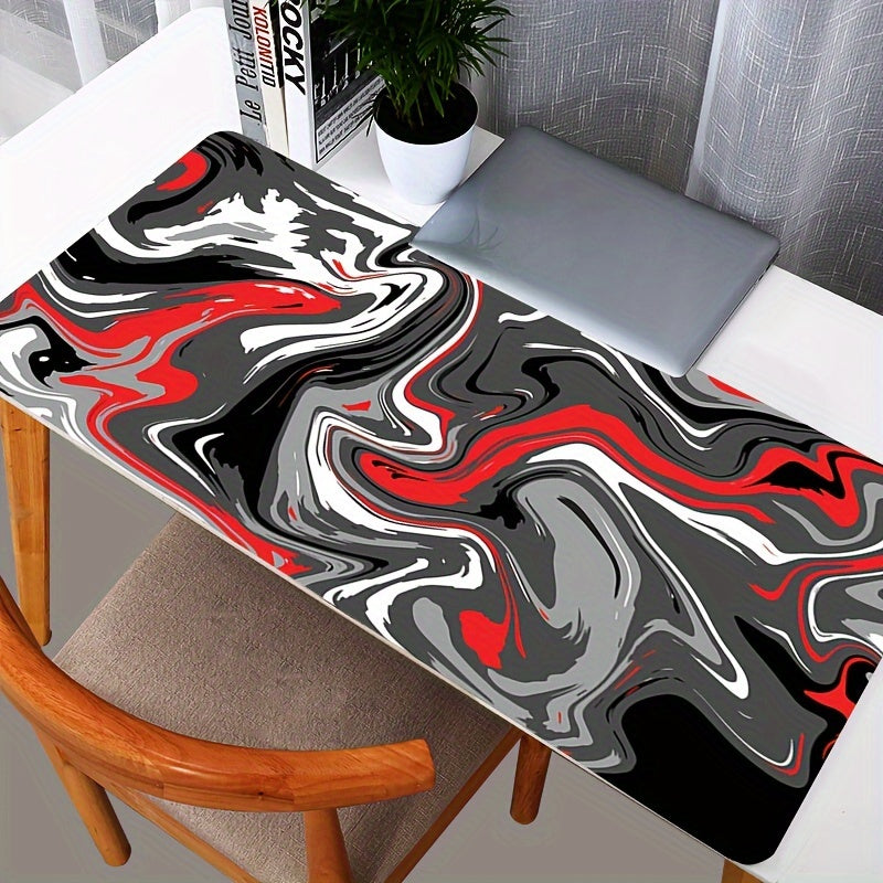 Red Art Layered Liquid Texture Mouse Pad Large Non Slip Gaming Keyboard Mat