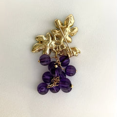 Grape Brooches Rhinestone Purple Fruits Office Pins