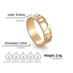 Men's Full Moon Crescent Stainless Steel Ring Birthday Wedding Jewelry Gift