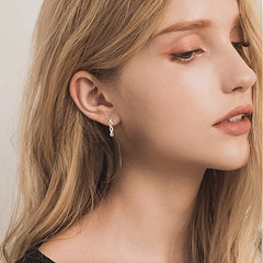 925 Silver Oval Hoop Earrings 14K Plated Zircon Accessory