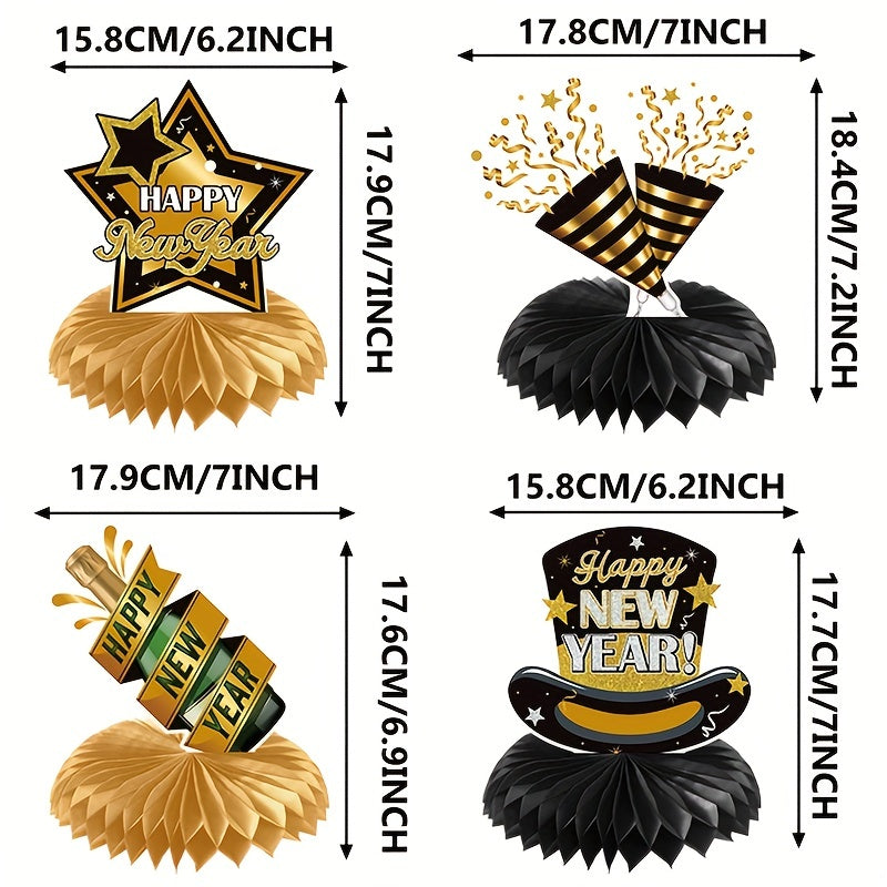 8pcs Happy Year Balloon Honeycomb Ornaments Birthday Party Decor