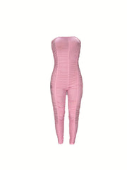 Ruched Tube Jumpsuit Sexy Solid Bodycon Summer Jumpsuit