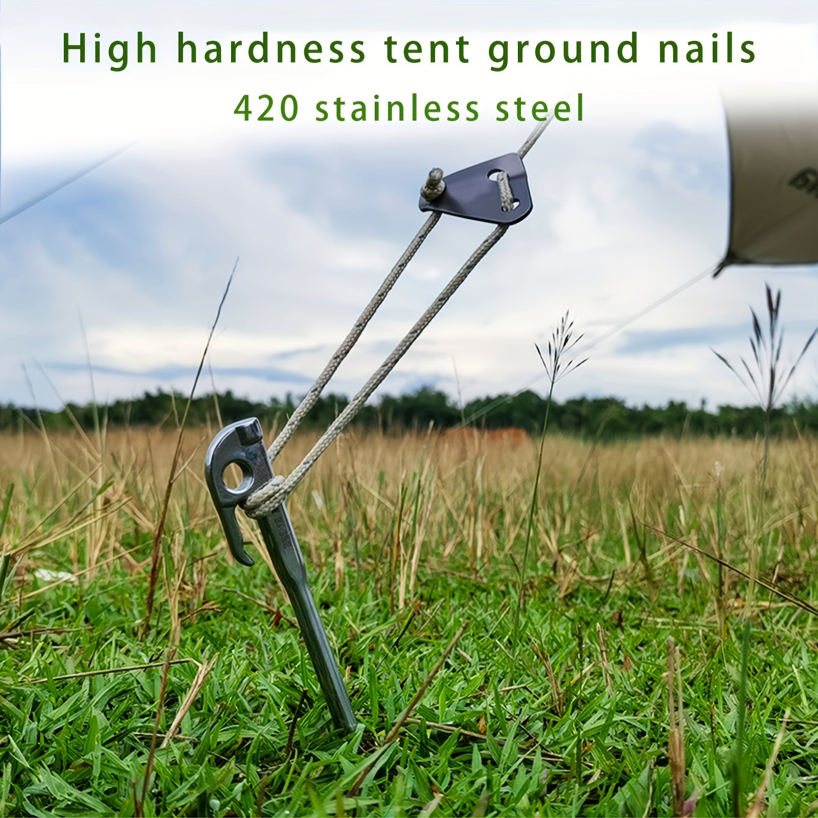 8pcs 420 Stainless Steel Ground Nails Camping Tent Canopy Stakes