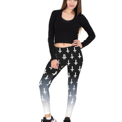Ombre Print Stretch Leggings High Waist Slim Fit Women's Leggings