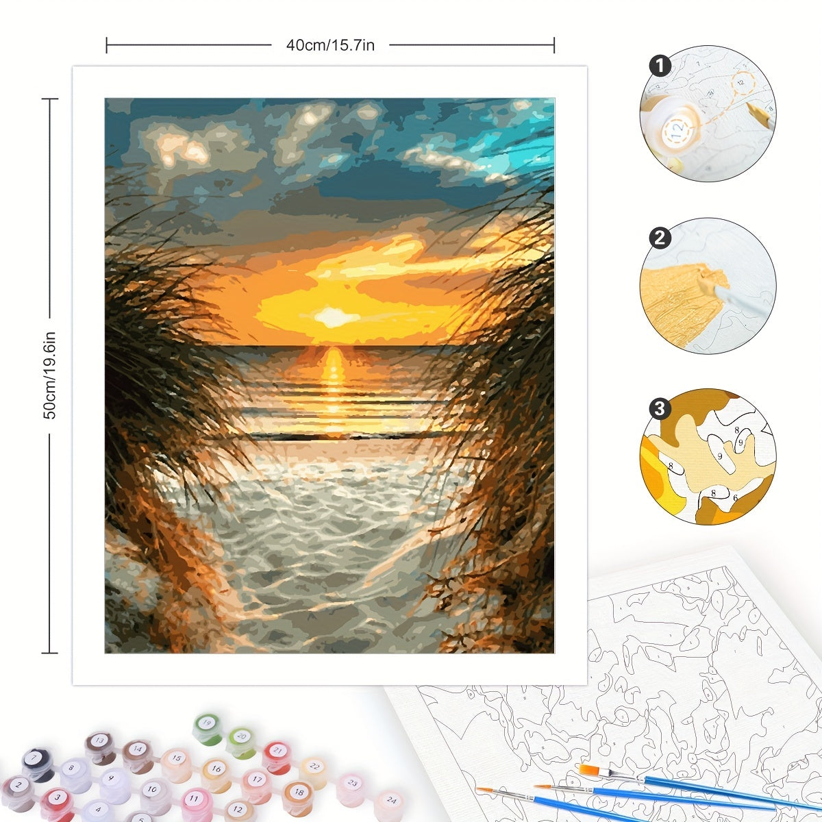 Acrylic Paint By Number Landscape On Canvas Art Kit