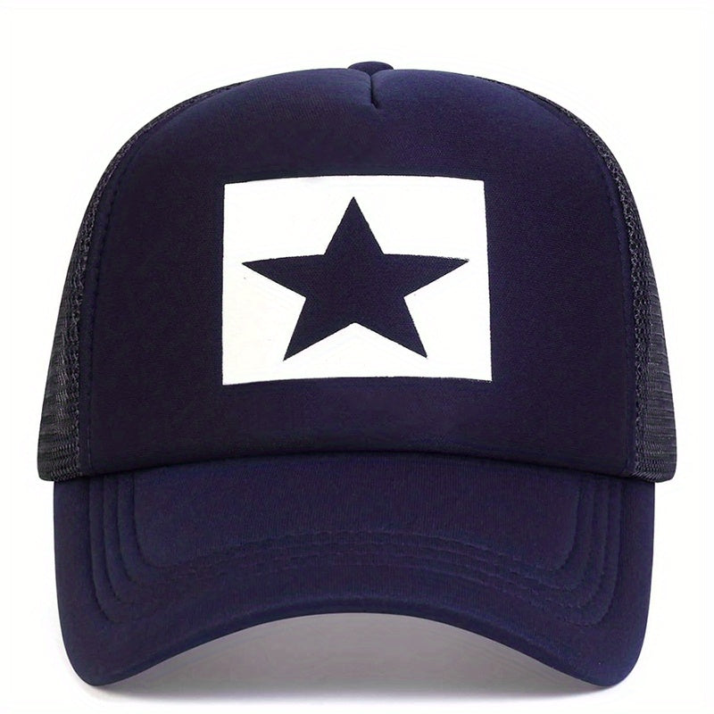 Star Print Mesh Trucker Hat Hip Hop Baseball Cap Breathable Sunshade Dad Hats