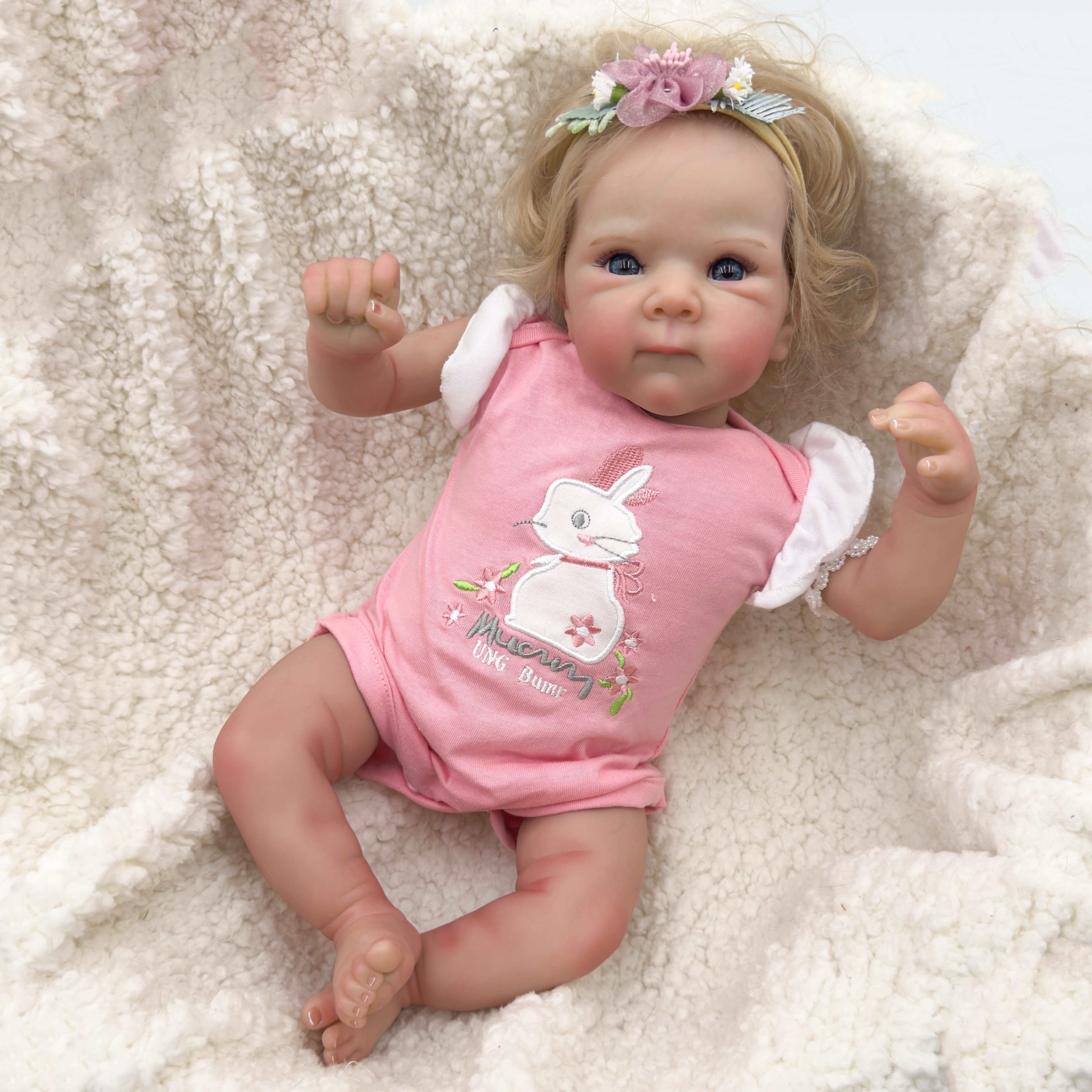 Realistic Reborn Baby Doll Lifelike Newborn with Hand Rooted Blond Hair