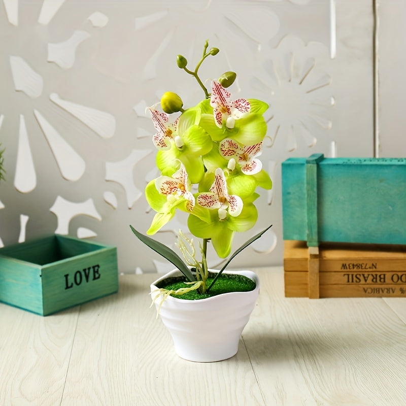 Orchid Bonsai with Pot Simulation Flower for Home Decor