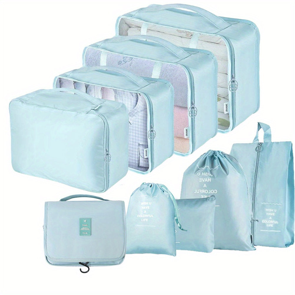 Travel Packing Cubes 9pcs Multifunction Luggage Bags Clothes & Shoes Storage