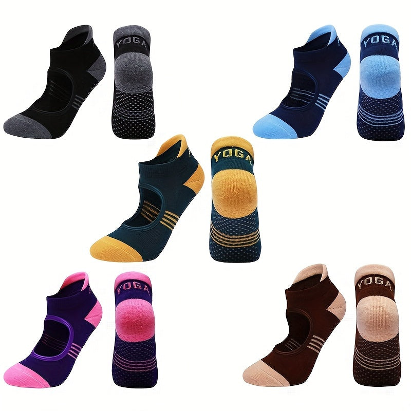 Letter Graphic Stripe Yoga Socks Anti-slip Athletic Ankle Socks