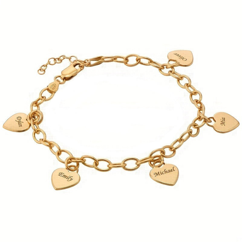 Personalized Heart Nameplate Bracelet Stainless Steel