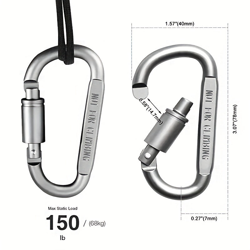 1pc D Type Mountaineering Buckle with Locksnap Nut High Aluminum Backpack Buckle