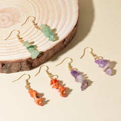3 Pairs Natural Stone Charm Earrings Set