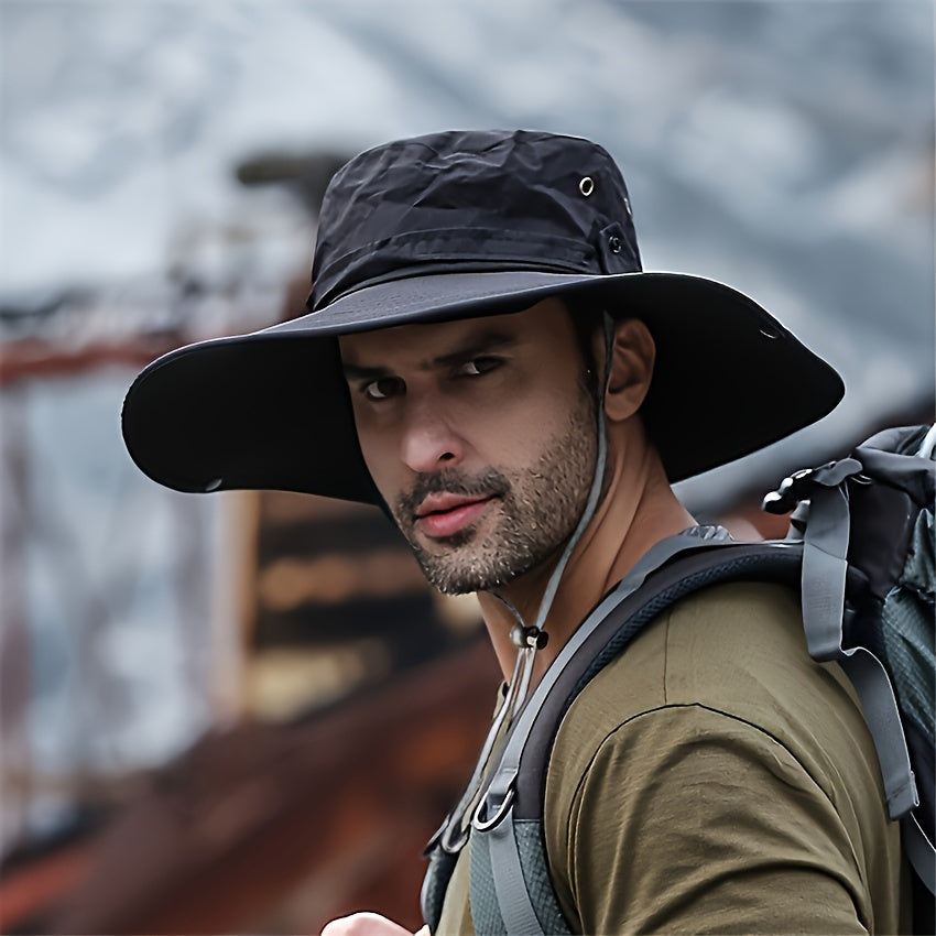 Men's Wide Brim Summer Bucket Hat UV Protection Sun Cap