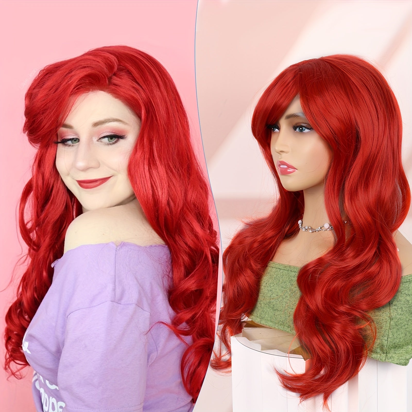 60 96 Cm Long Wavy Wine Red Cosplay Wig Heat Resistant Synthetic Wig