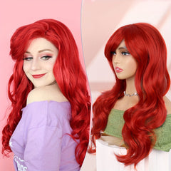 60 96 Cm Long Wavy Wine Red Cosplay Wig Heat Resistant Synthetic Wig